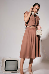 Elasticated Skirt Brown